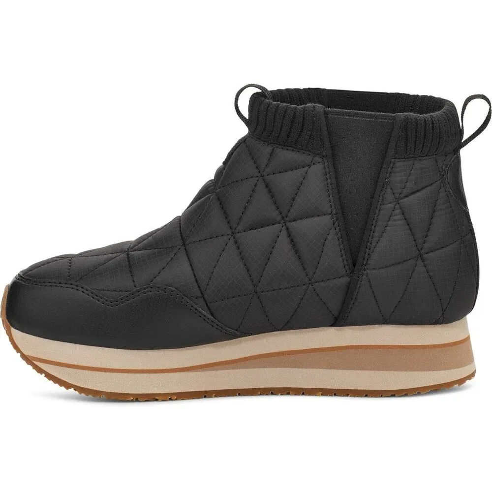 TEVA Black ReEmber Quilted Slip-On Outdoor Comfort Mid Platform Booties 6